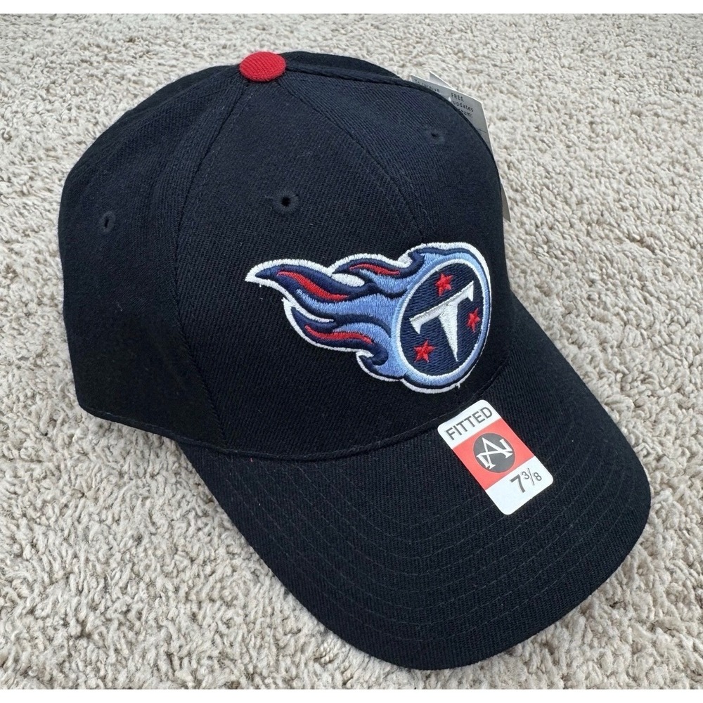 Tennessee Titans Hat Fitted 7 3/8 Annco Black Red Underbrim NFL Cap NEW NOS - Picture 2 of 8